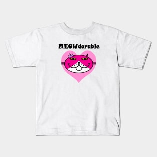 MEOWdorable - PURRty Pink Kitty Face on a Pink Heart Kids T-Shirt